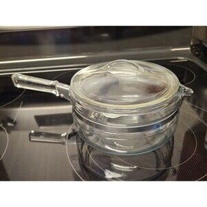 Vintage Pyrex 6323-B Flame Ware Sauce Pot And Lid With Handle